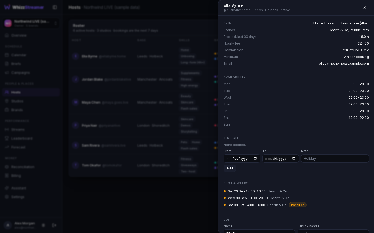 Hosts in WhizzStreamer